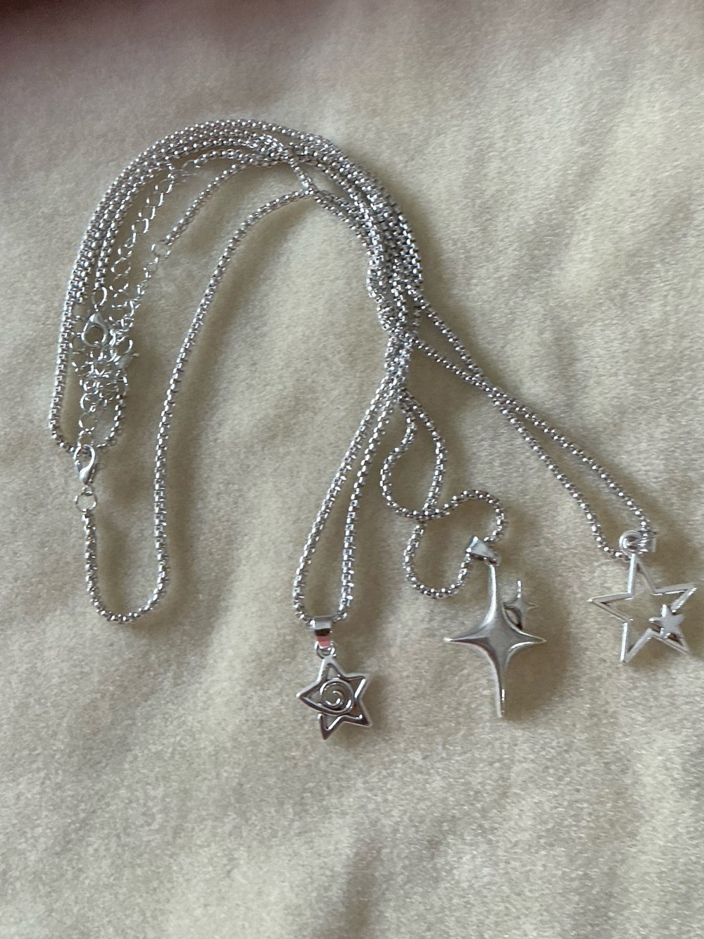 Silver Star and Sparkle Pendant Necklaces - Trio Set
